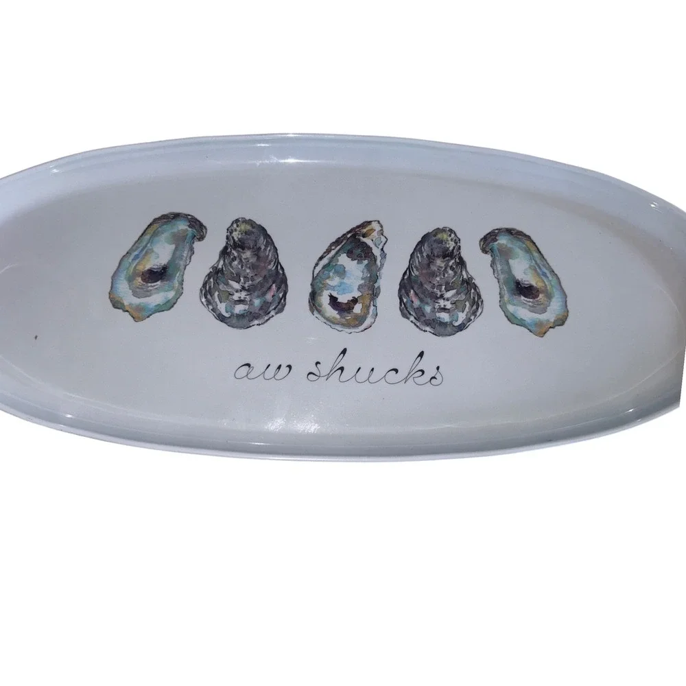 Sigrid Olsen Home Aw Shucks Oyster Melamine Oval Serving Platter Tray Coastal